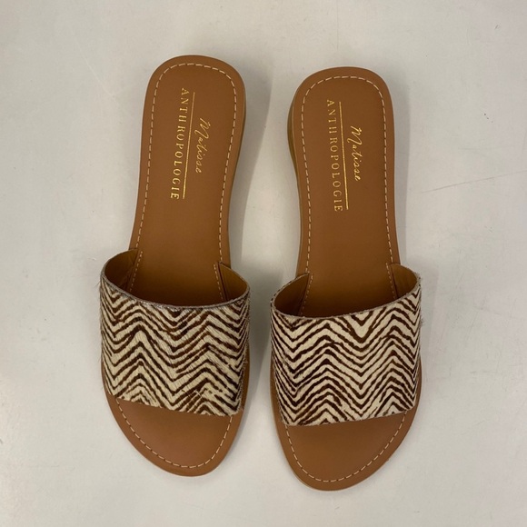 Anthropologie || Matisse Havana Slide Sandals Zebra Pony Hair Fur 10 NWOB - Picture 2 of 7